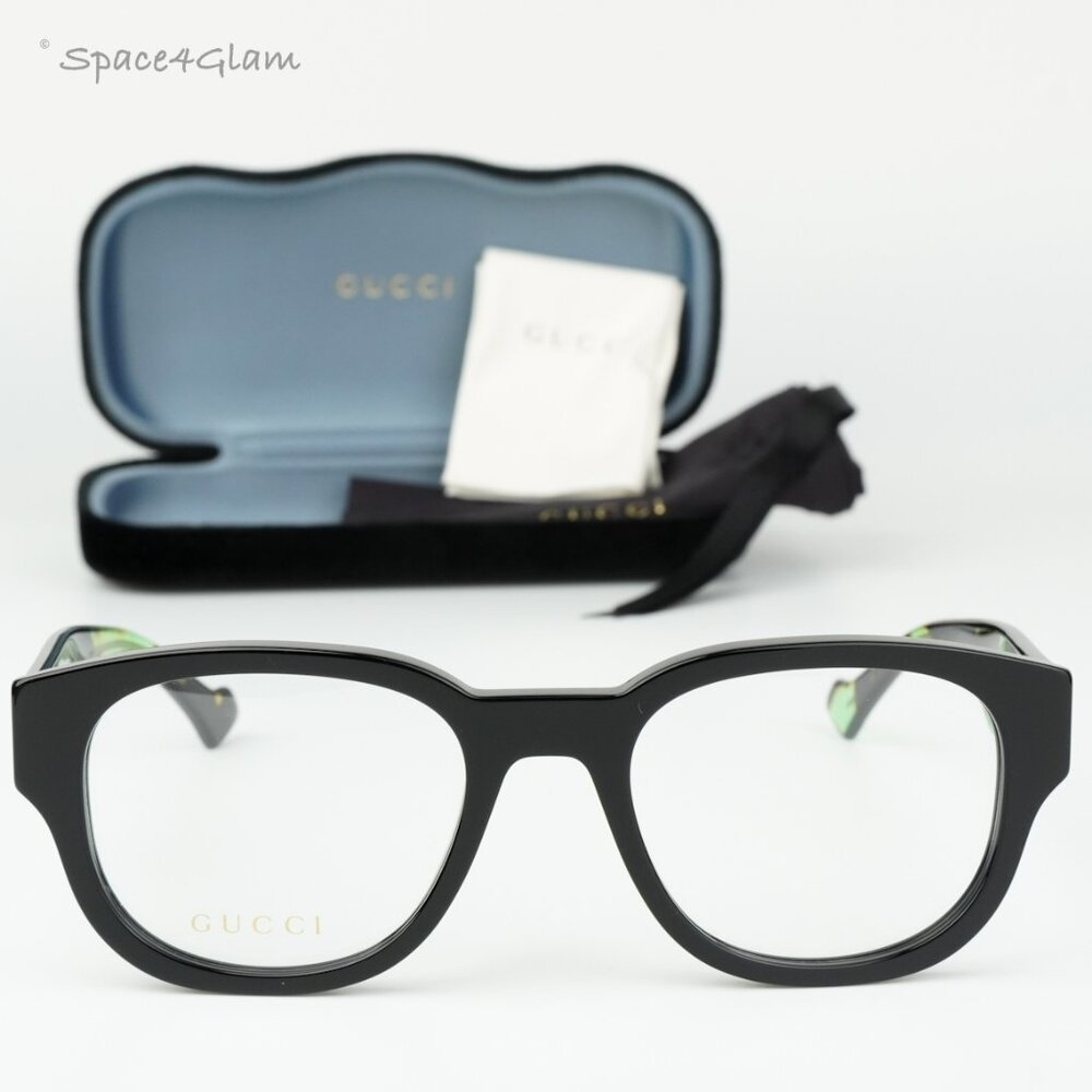 BRAND NEW Gucci GG1429O 003 Black Green Havana Square Men Eyeglasses GG 1429O - Picture 3 of 7